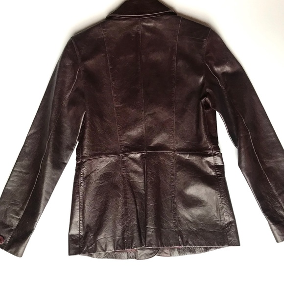 Guess Dark Brown Genuine Leather Jacket, Small - Picture 2 of 7